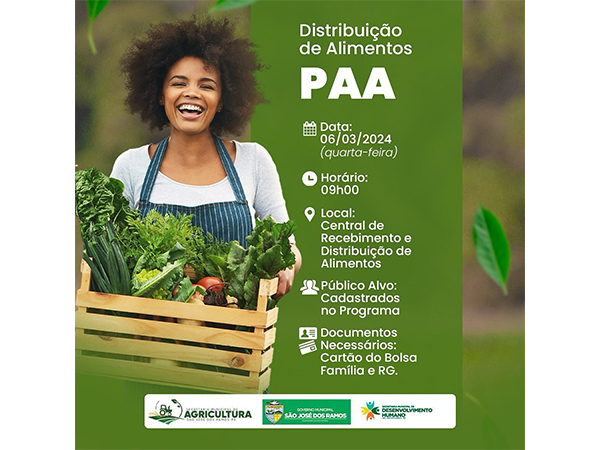 Entregas de alimentos do PAA (Programa de Aquisição de Alimentos)